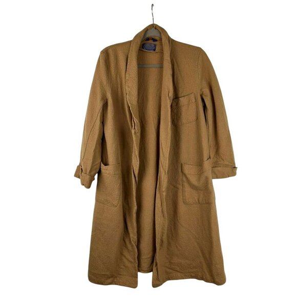 Vintage Pendleton Women's Size Large Open Coat 100% Virgin Wool Robe Camel - Picture 1 of 9